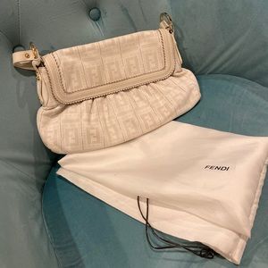 Fendi Vintage White Jaquard Calfskin Zucca bag